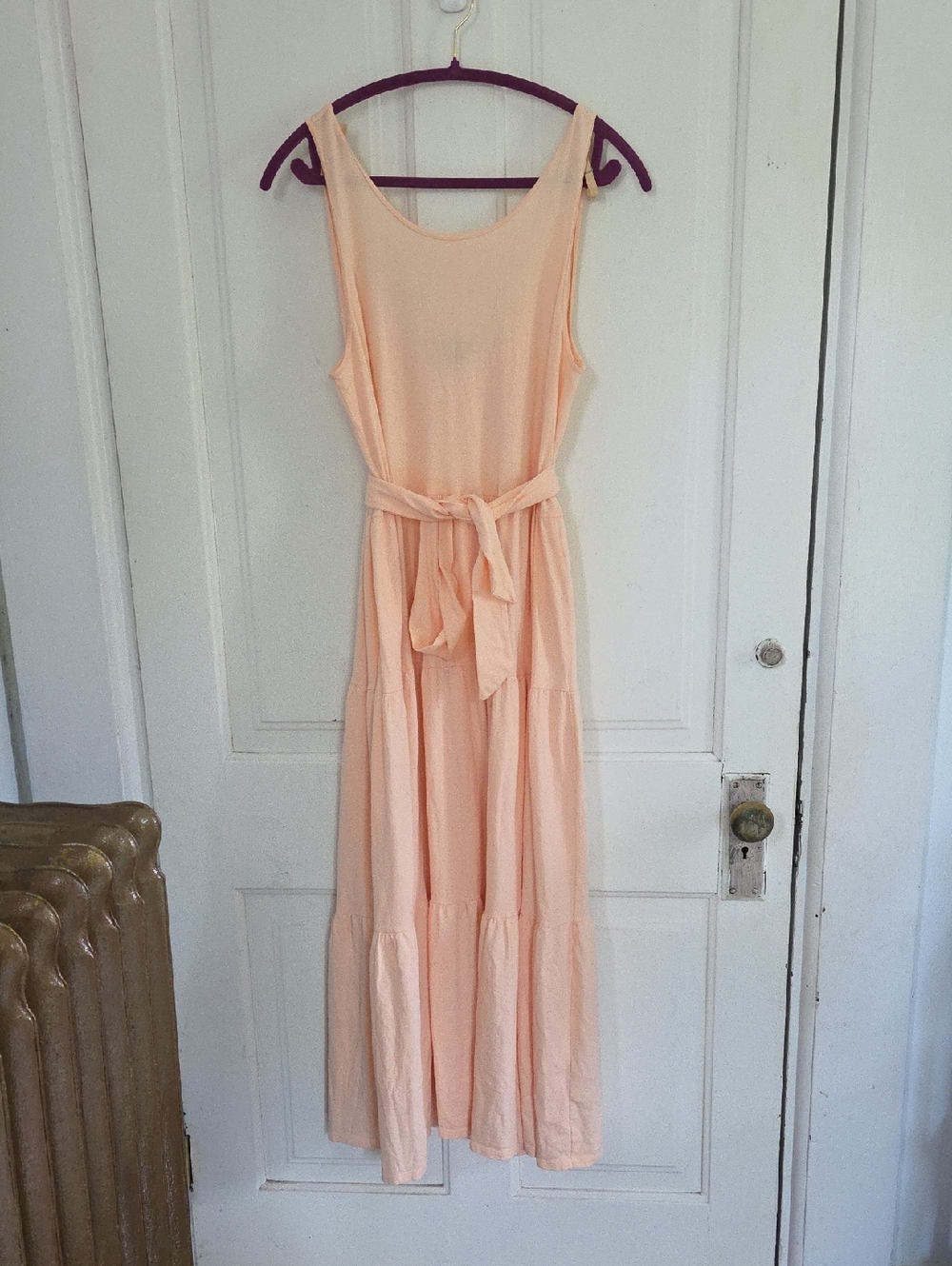 J.Crew‎ Womens Dress Medium Peach Sleeveless Tiered Maxi Casual